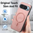 thumbnail image 3 of Cutyskin PU Leather Phone Case for Google Pixel 7A with Magnetic Car Mount & Wireless Charging – Skin-Feel Luxury Shockproof Screen Camera Protection Cover for Google Pixel 7A, Pink, 3 of 9