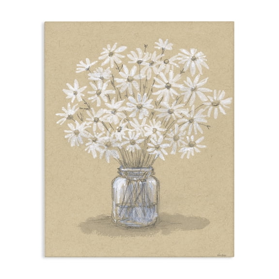 Stupell Industries Farmhouse Daisies Jar Drawing Canvas Art, 16 x 20, by Patti Bishop