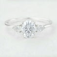 thumbnail image 2 of Cora Jewellery 1.5CT Oval Moissanite With Side Pear 3 stone Engagement Ring For Women, 14K White Gold, 2 of 5