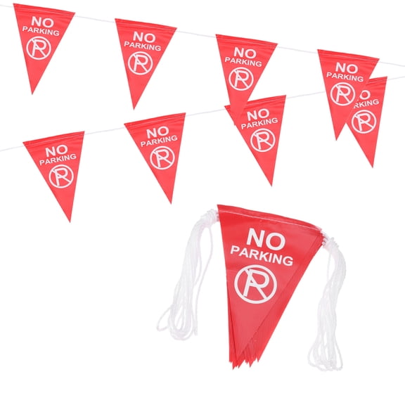 Uxcell 37ft Pennant Banner Flags, No Parking Warning Flagging Banner Safety Flag Barrier Signs, 15 Flags Red