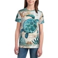 thumbnail image 3 of Wukai Watercolor Sea Turtle Youth Unisex Short Sleeve T-Shirt for Boys, Girls, Teens, and Kids-X-Large, 3 of 7