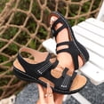 thumbnail image 4 of Women's Orthopedic Sandals with Arch Support Flat Shoes for Wide Feet Hook and Loop Fasteners Casual Comfortable Walking Shoes for Women Outdoor Daily Wear,Black 36(US-6), 4 of 5