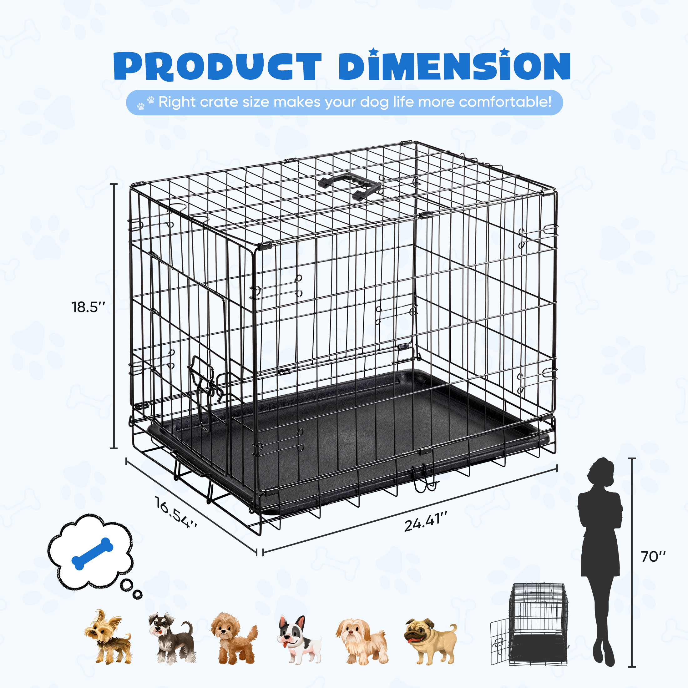EDX Single Door Folding Metal Wire Dog Crate, 24 Inch photo 3
