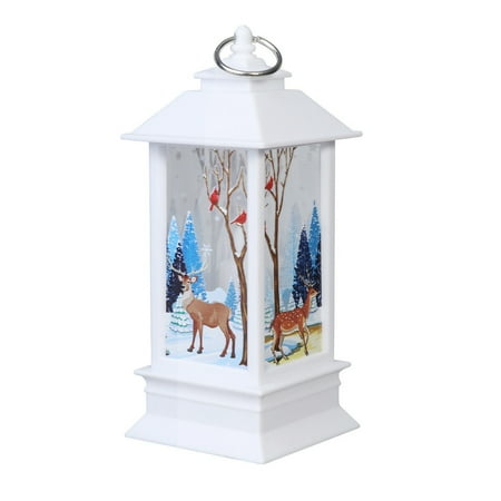 

Christmas Decor Light Creative Xmas Tree Hanging Candle Lamp Hanging Ornament Desktop Candle Light for Home Living Room (White Elk Pattern)