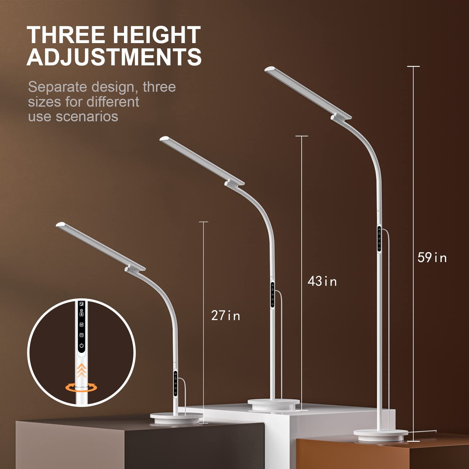 Light Therapy Lamp, UV-Free 10000 Lux Sun Lamp, Daylight Lamp with 2 in 1 Floor & Desk Lamp, 5 Brightness & 5 Color with Touch Control & Remote for Reading/Relaxing/Study