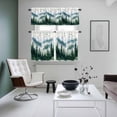 thumbnail image 4 of Ink Green Forest Kitchen Curtains Sets for Windows 24 Inch Length, Watercolor Modern Mountain Rod Pocket Window Treatments Tier Curtains and Valances Set for Bedroom/Bathroom, 4 of 8