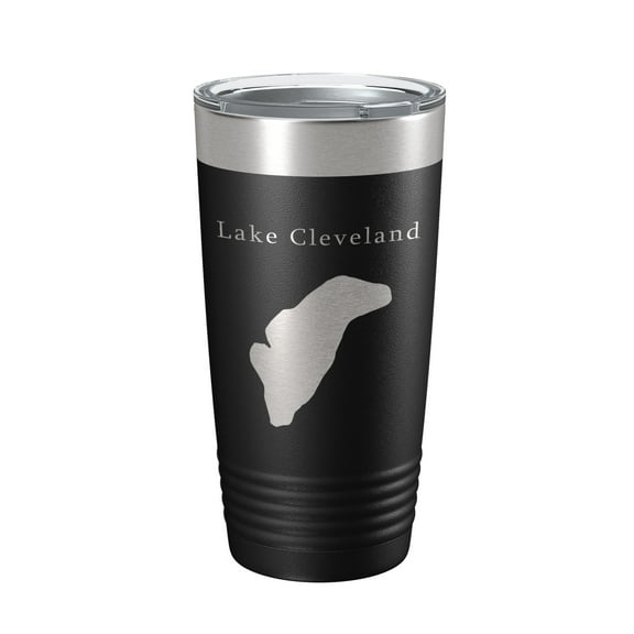 Lake Cleveland Map Tumbler Travel Mug Insulated Laser Engraved Coffee Cup Idaho 20 oz Black