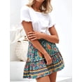 thumbnail image 3 of Women's Floral Flared Short Skirt Polka Dot Pleated Mini Skater Skirt with Drawstring, 3 of 6