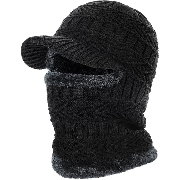 Winter Balaclava Beanie Hat, Knitted Ski Mask for Men Women, Thermal Lining Hats for Skiing Cycling Sports(DSF)