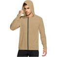 thumbnail image 3 of Fanxing Fishing Hoodies for Men with Face Mask Sun Protection Hiking Shirt Upf 50+ Long Sleeve Half Zip Hoodie T-Shirts Khaki,XL, 3 of 6