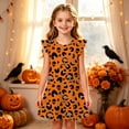 thumbnail image 2 of FYDUU Kids Halloween Dresses Girls Nightgowns Flutter Sleeve Cartoon Print Pajamas Dress Casual Nightgown Soft Princess Nightdress Sleepwear 5-6 Years, 2 of 5