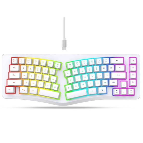 69 Key Ergonomic Mechanical Gaming Keyboard USB C Detachable Cable 18 RGB Backlight Modes Silent Office Design Anti Ghosting For PC Mac