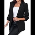 thumbnail image 1 of Blazer de Larga para Mujer, Informal, de Negocios, con Abertura Frontal, para Trabajo y Oficina. Negro XL, 1 of 6
