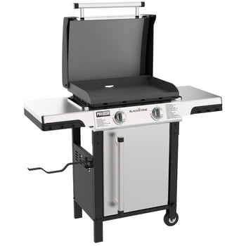 Blackstone ProSeries 2-Burner 22" Propane Omnivore Griddle with Dual Side Shelves