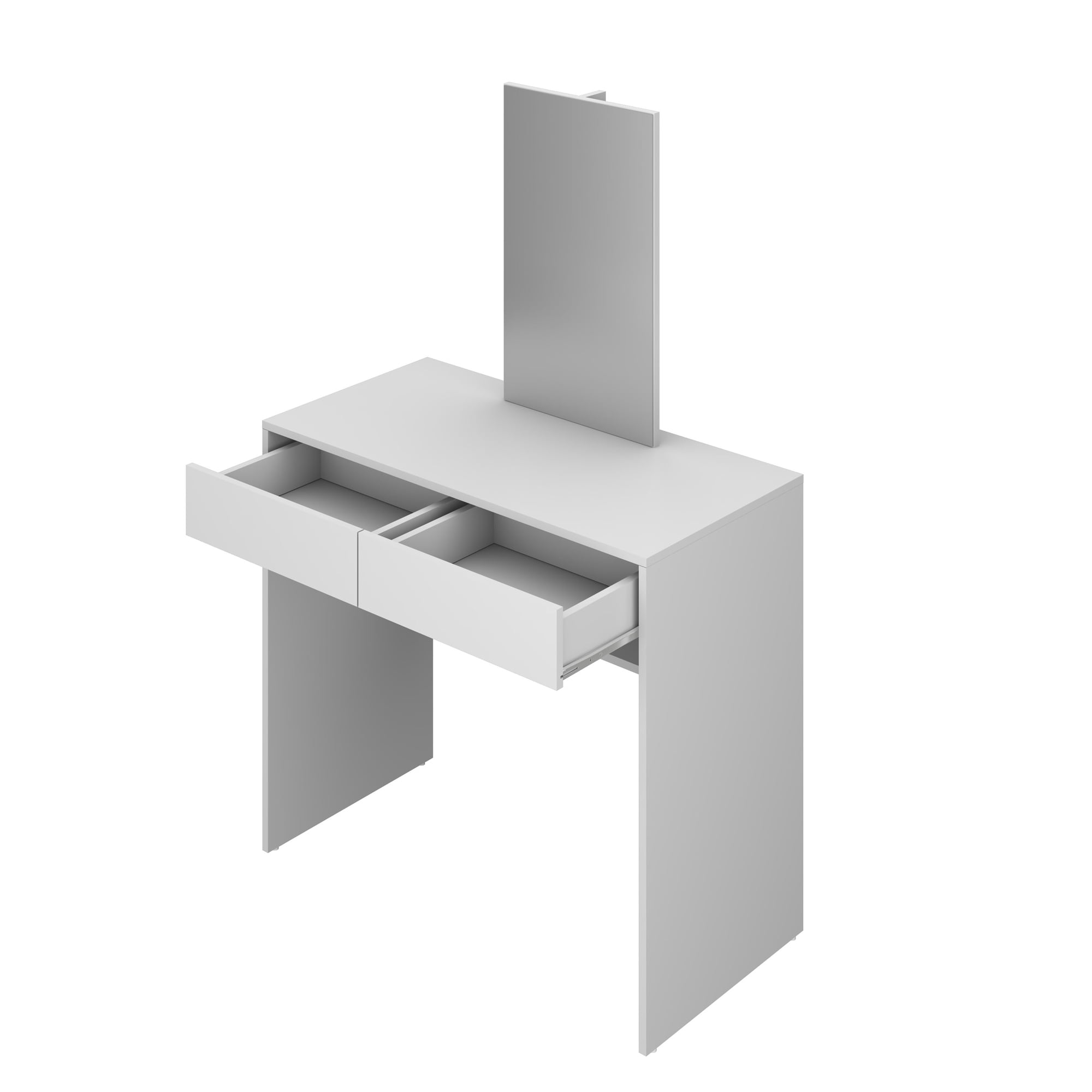 Boahaus Contemporary Vanity Set Dressing Table With Mirror 2 Drawers White
