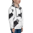 thumbnail image 3 of Kdxio Monochrome Flying Ravens Pattern Boys Athletic Unisex Boys Girls Hoodie with Pocket Sweatshirts-Large, 3 of 6