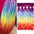 thumbnail image 1 of Aidusa pelo trenzado ombre trenzado pelo sintético colorido trenzado 4 tonos para mujeres arco iris trenzado pelo 5 piezas trenzas de ganchillo torcido 5 extensiones de cabello 24 pulgadas 3.53 oz (#6, 1 of 5