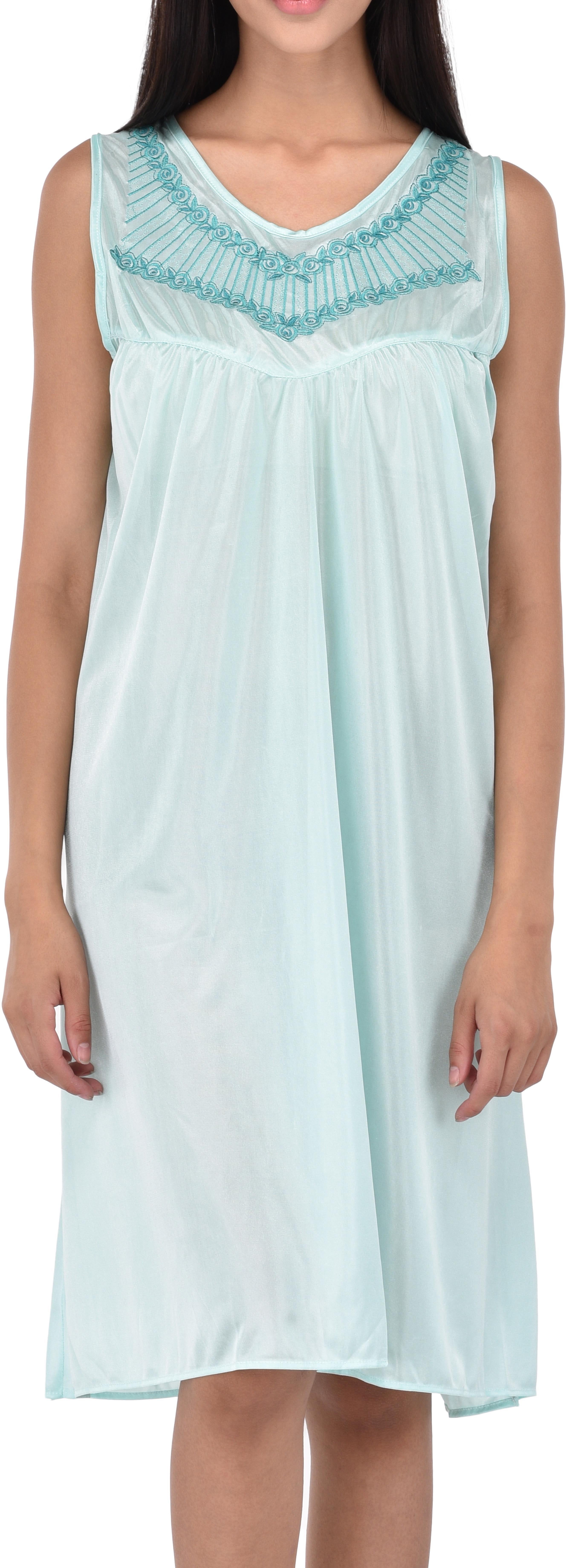 EZI Women's Satin Silk 2 Piece Nightgown Set by EZI