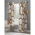 thumbnail image 4 of Abstract Art Cobblestones Sheer Curtains for Living Room Bedroom, Light-filtering Sheer Curtain, Stone Textures Modern Simple Style Rod Pocket Voile Window Treatment Drapes, 52’’Wx96’’L, 2 Panels Set, 4 of 7