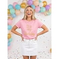 thumbnail image 4 of Tenues d'Anniversaire pour Femmes Chemise Fille à Paillettes Cadeau de Fête Mignon Graphique Manches Courtes Col Rond Hauts, 4 of 6