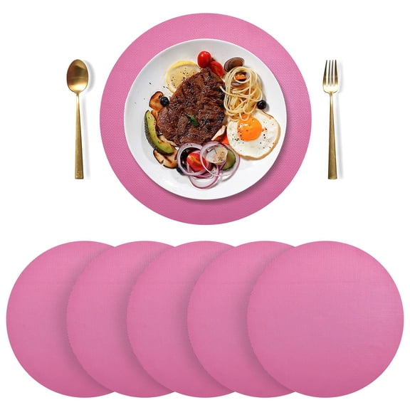Round Placemats Plate Mats 15 Inch Non-Slip Heat Resistant Washable PVC Set Table Decoration for Kitchen Dining Light Magenta
