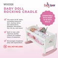 thumbnail image 3 of Emily Rose NEW Toy Wooden Baby Doll Rocking Cradle Bed Crib Furniture with Lovely 4-piece Elephant Themed Reversible 18" Doll Bedding Set - for Dolls up to 19 inches - White/Pink/Gray, 3 of 10