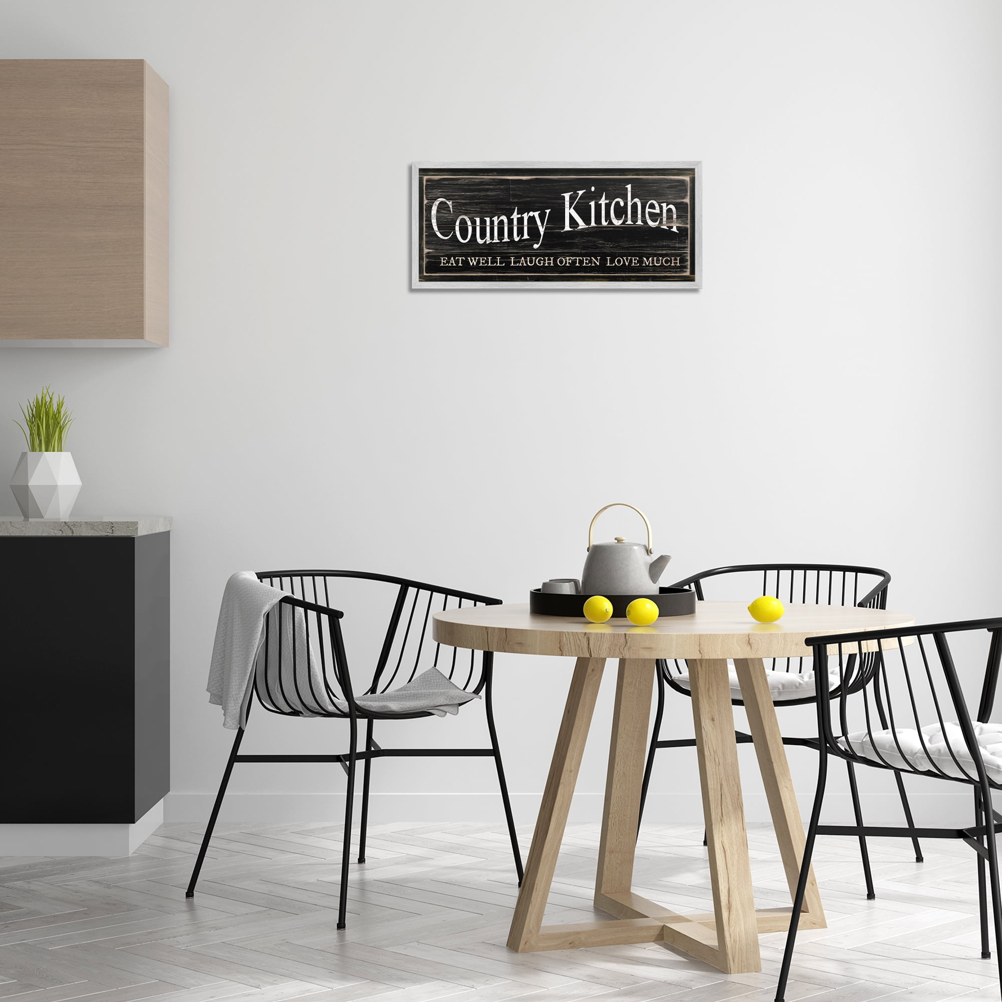 Stupell Industries Rustic Country Kitchen Typography Painting Gray Framed Art Print Wall Art, 24 x 10