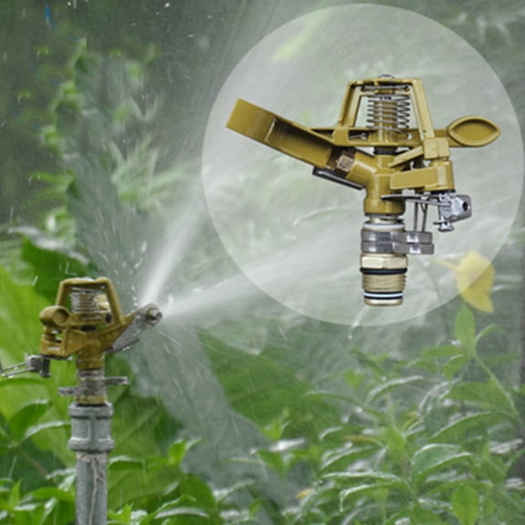 harmtty Sprayer Nozzle with Pin Direction Adjustment 360 Degrees Rotating Far Distance Large Area Sturdy Rocker Nozzle for Garden,Golden