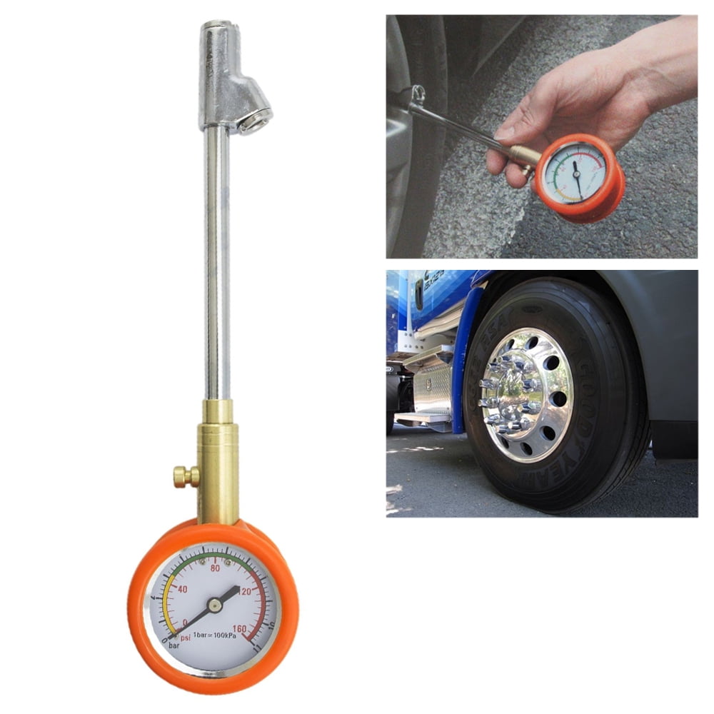 Dual Head Truck Tire Pressure Gauge Dial Tester 150 PSI Trucker Auto