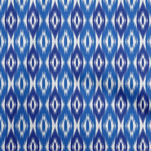 oneOone Cotton Cambric Medium Blue Fabric Ikat Craft Projects Decor Fabric Printed By The Yard 56 Inch Wide