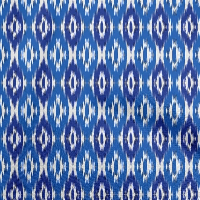 oneOone Cotton Jersey Medium Blue Fabric Ikat Sewing Craft Projects Fabric Prints By Yard 58 Inch Wide