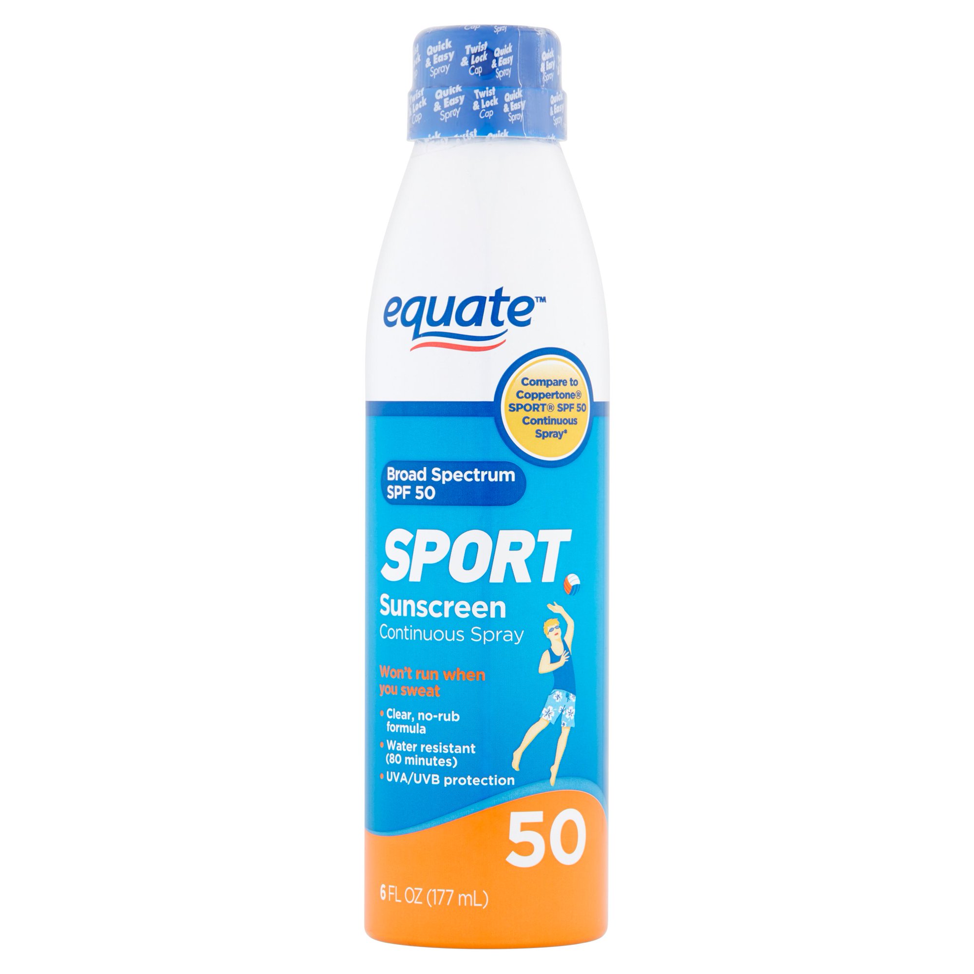 Equate Sport Sunscreen Continuous Spray, Broad Spectrum SPF 50, 6 fl oz