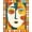 Multicolor Orange Teal Yellow, Pattern 14, variant on ODIKA 8'x10' Washable Area Rug Yellow Retro Funky Abstract Face Mid Century Composition with Playful Dots for Living Room, Under Sectional, Family , Durable, Non-Slip