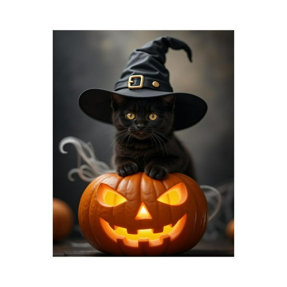 Paint By Numbers Kit for Adults Beginner - DIY Cat Witch Pumpkin Lantern Halloween Canvas Painting Kits for Adults, Frameless Paint By Number for Adults for Home Wall Decor 16x20 Inch
