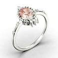 thumbnail image 3 of Dazzling Art nouvea 1.50 Carat Oval Cut Morganite And Diamond Moissanite Engagement Ring, Wedding Ring in 925 Sterling Silver With 18k White Gold Plating, Valentines Vintage Look Compass Ring, 3 of 3