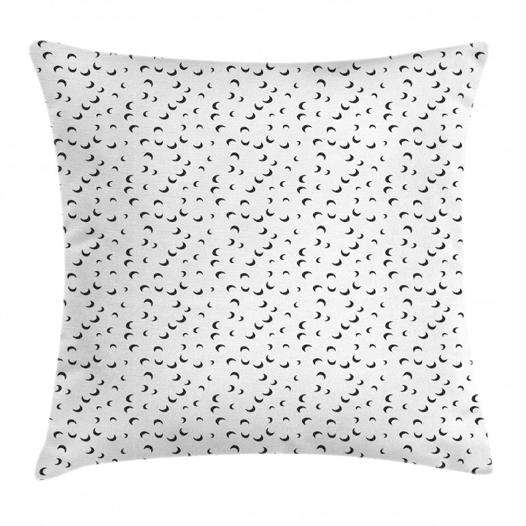 Half Moon Throw Pillow Cushion Cover, Simplistic Sun Night Dots Circle Mystic Pattern on Plain Background, Decorative Square Accent Pillow Case, 18