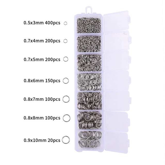 Yeacher 1170PCS Jump R-ings 3-10mm Diameter J-ewelry Necklace E-arrings B-racelet Making Accessory for Handicraft Workmanship