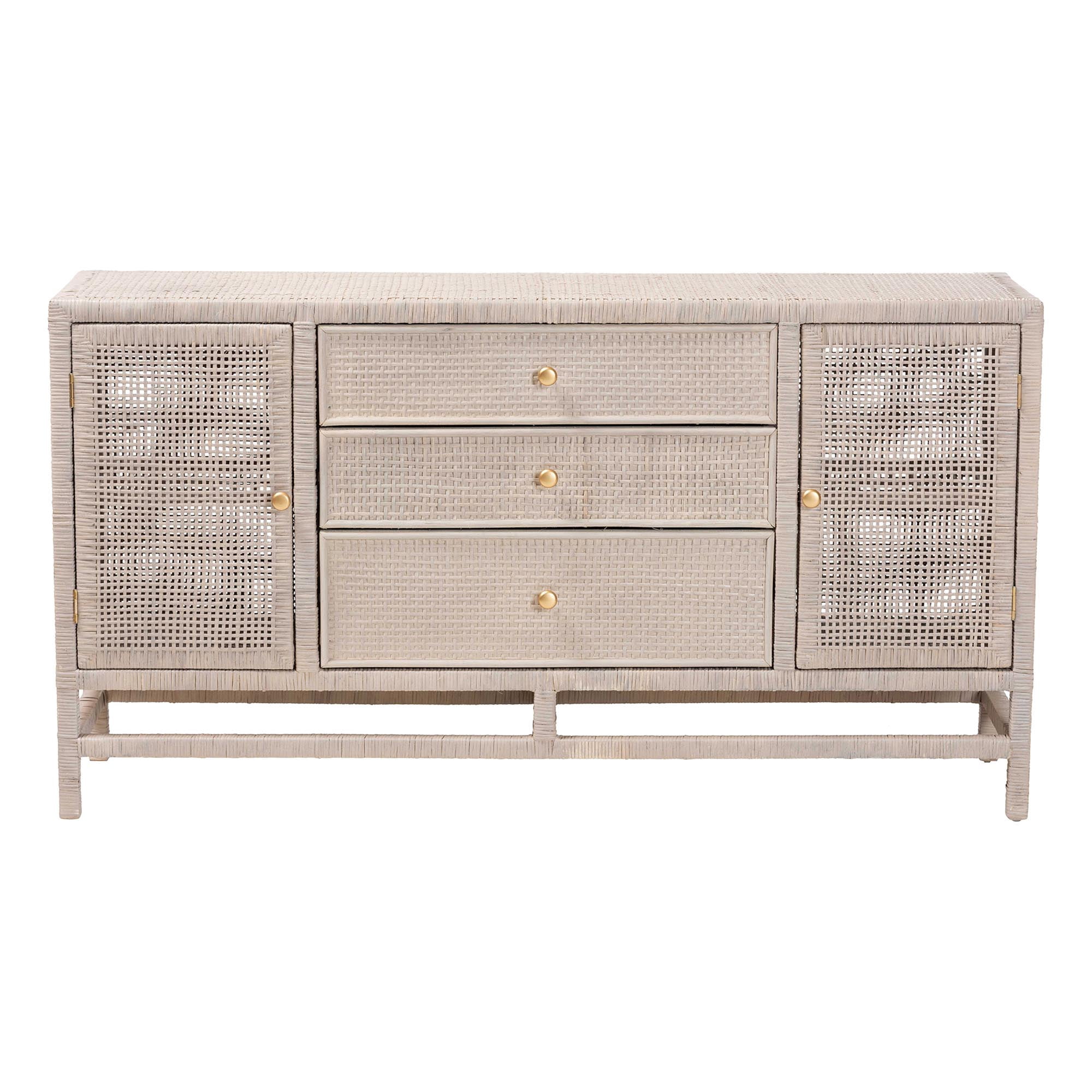 bali & pari Vivan Boho Storage Cabinet, 3-Drawer, French Grey