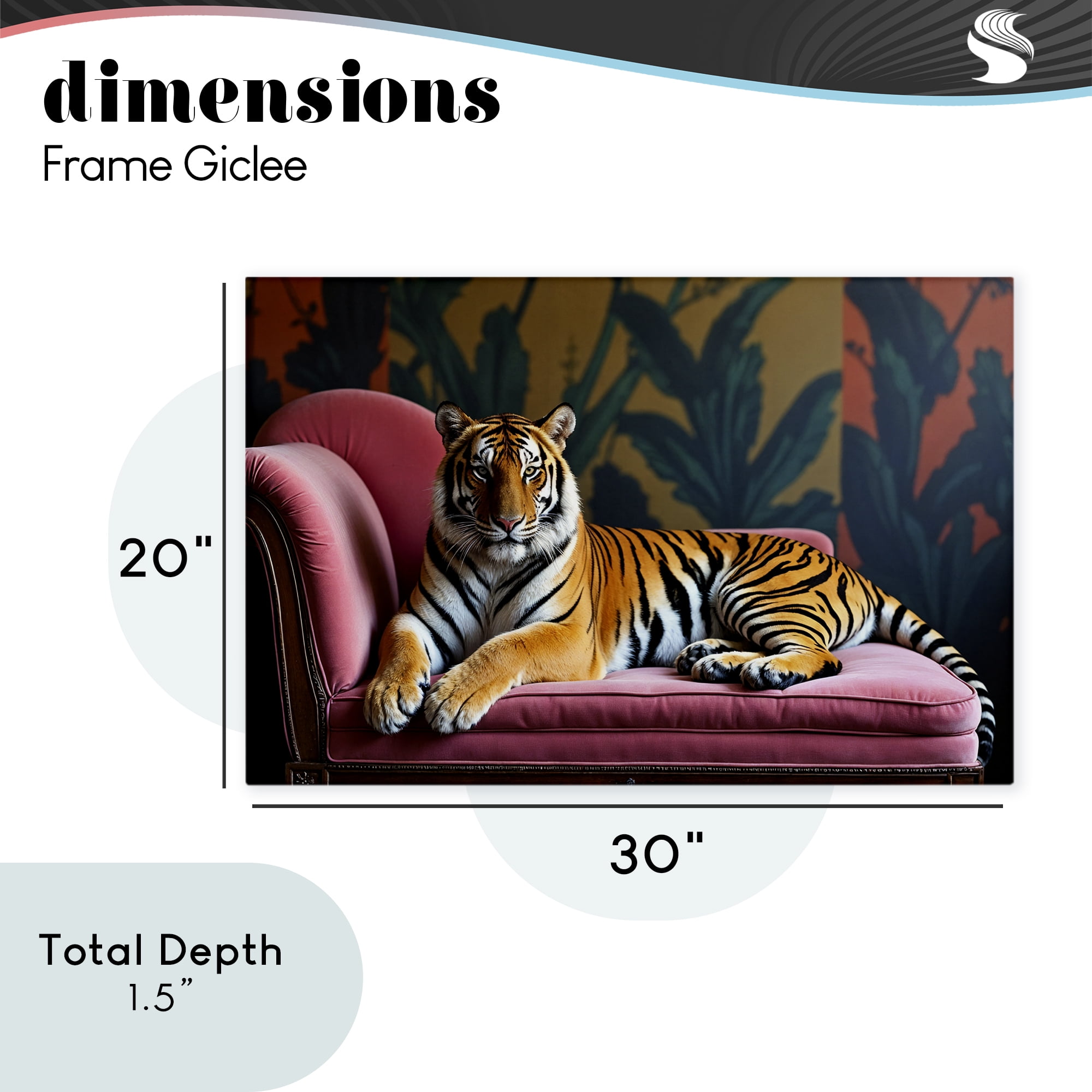 Exotic Tiger Lounging Canvas Wall Art, design by Lettered and Lined
