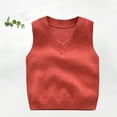 thumbnail image 2 of Odeerbi Infant Boys Girls Knit Sweater Vest Winter Warm Sweater V-neck Solid Color Sweater Cardigan Cotton Clothes Watermelon Red 6-12 Months, 2 of 4