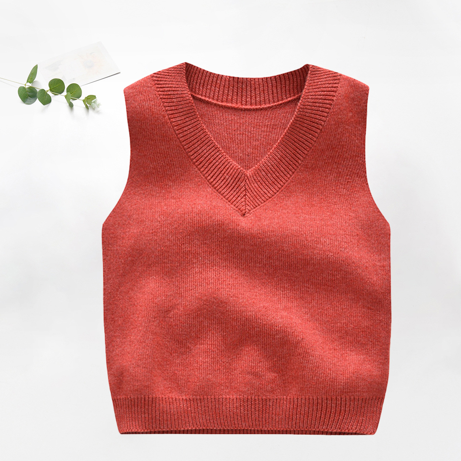 FAIWAD Baby Toddler Boys Girls Sweater Vest Sleeveless Knit V Neck Solid Color Pullover Top