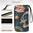 thumbnail image 5 of Womens Wallet Bifold Ladies Cluth Bag Wristlet Wrist Strap Long Purse Koi Fish Vintage Lotus Design, 5 of 6