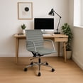 thumbnail image 3 of 2xhome Set of 2 Mid Century Office Swivel Task Chair With Arms Wheels Modern Black Desk Chair Ergonomic Mid back PU Leather Arm Rest Adjustable Height, 3 of 15
