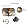 thumbnail image 6 of Preenex 15” Industrial Vintage 3-Light Bronze Flush Mount Ceiling Light with Open Wire Cage, 6 of 7