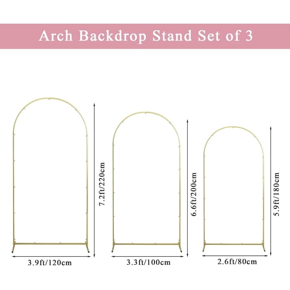 Wedding Arch Backdrop Stand, Gold Metal Arch Backdrop Stand for Wedding Baby Shower, Birthday, Anniversary, Graduation Garden Balloon Arch Decoration (Gold-5.9 6.6 7.2ft)