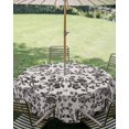 thumbnail image 3 of Outdoor Tablecloth with Umbrella Hole Zipper Farmhouse Black Round Tablecloth 60" Waterproof Outside Table Cloth Vintage Flower Leaf Botanical Plant Patio Table Cover Tablecloths for Picnic Party, 3 of 8
