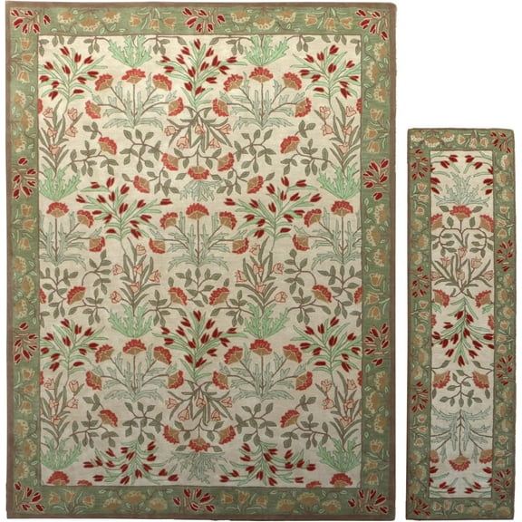 Adeline Multi 3'x5′ Area Rug Handcrafted Motif Floral Design Oriental Traditional Design Non-Shedding Fine Wool Pile & Easy-Care Areas in Living Room Bedroom