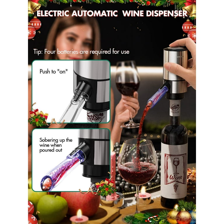 Wine Gifts Set – Wine Accessories Set w/Wooden Box- Wine Set Includes Rechargeable Wine Opener, Aerator, Wine Stoppers & Pairing Guide- Wine Basket