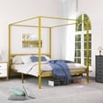 thumbnail image 2 of King/Queen Gold Metal Canopy Platform Bed Frame King, 2 of 5