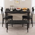 thumbnail image 2 of Ourlova Dining Table Set for 4 Kitchen Table with Upholstered Chairs and Bench 4-Person Dining Room Table Set Rectangular Kitchen Table Set for Small Space Apartment Home Studio Rustic Black, 2 of 7